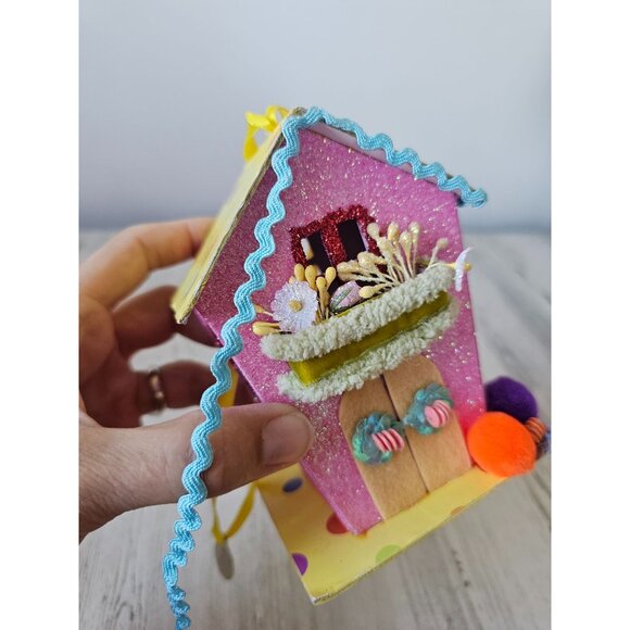 Katherine's collection cardboard spring birdhouse village glitter unique spring - Picture 7 of 9